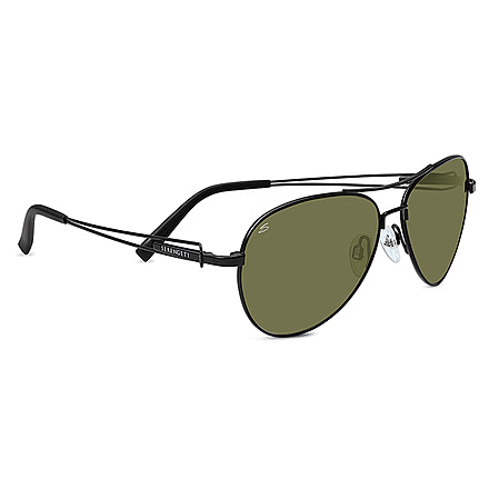Serengeti Brando Sunglasses, Pilot Satin Black Frame, 555nm Lens 7886
