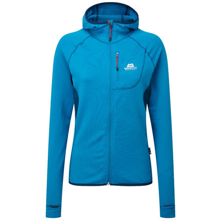 SHED, Mountain Equipment Eclipse Hooded Zip Tee Pullover - Womens, Lagoon Blue/Marine, Medium, ME-002357-ME-01207-M-SHED