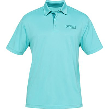 SHED, Under Armour Dockside Fish Tech Polo - Mens, Azure Teal, Large, 1321578-312-L