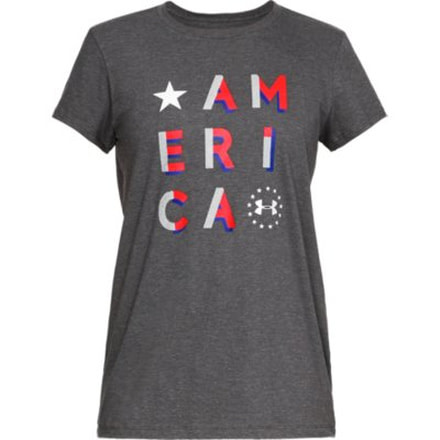 SHED, Under Armour Freedom America Tee - Womens, Charcoal Medium Heather / White, Small, 1333373-19-S