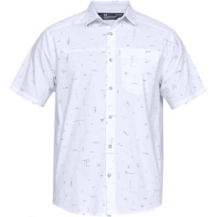 SHED, Under Armour Legacy Woven Short Sleeve Shirt - Mens, White, Large, 1304641-103-L