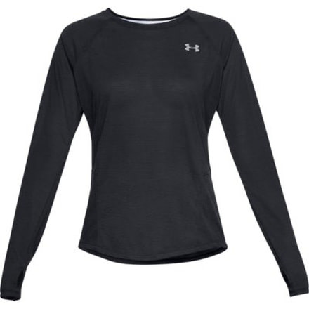 SHED, Under Armour Streaker 2.0 Long Sleeve Shirt - Womens, Black/Reflective, Small, 1317287-1-S