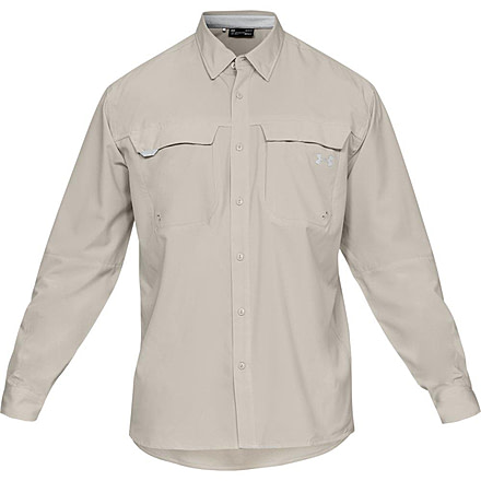 SHED, Under Armour Tide Chaser Hybrid Long Sleeve Woven Shirt - Mens, Khaki Base, Large, 1341689-289-L