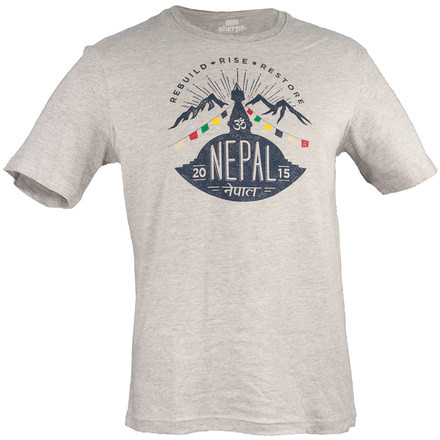 Sherpa Nepal Rising Tee - Mens -Heather Grey-Large