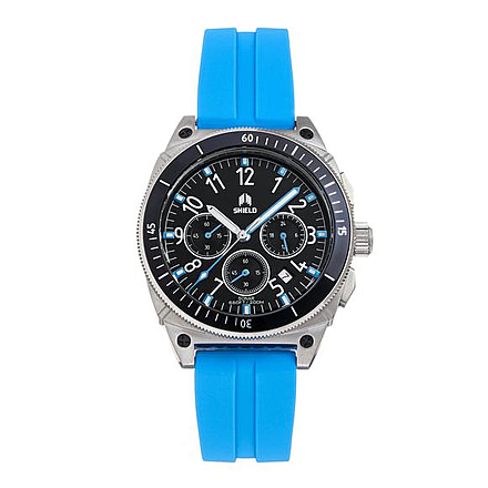 Shield Sonar Chronograph Strap Watch w/Date, Light Blue - Mens, SLDSH113-3