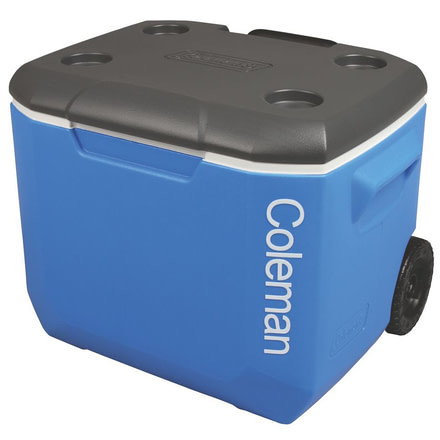 Coleman Signature 60 Quart Performance Wheeled Cooler, 5883, Blue / White / Dark Gray, Holds 94 Cans 3000001996