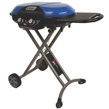 Coleman Signature Roadtrip X-Cursion Propane Grill, Folding Steel Legs W/ Oversized Wheels, 20,000 BTU, Blue, 285 Sq In Cooking Area 2000017461