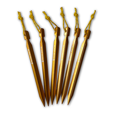 Six Moon Designs Stake Set, 6 Piece, Gold, 7 inch, 6-piece-stake-set