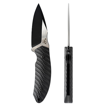 Skallywag Tactical Crows Nest Fixed Blade Knife, 3.5in, 440c Stainless Steel, Drop Point Blade, G10 Handle, Black, Crows Nest-Black