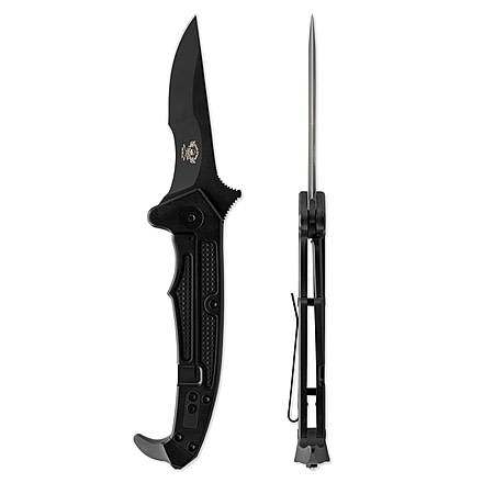 Skallywag Tactical MDV Folder D2 Folding Knife, 3.25 in, D2, Modified Tanto Blade, Stainless Steel, Black, MDV Folder D2