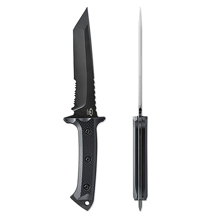 Skallywag Tactical Riptide Tanto Serrated Fixed Blade Knife, 6.35 in, D2, Tanto Blade, G10 Handle, Black, RTSB