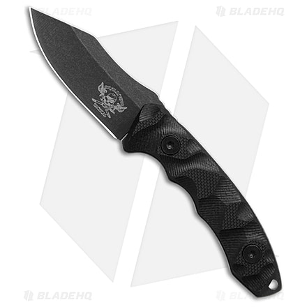 Skallywag Tactical The Mini Fixed Blade Knife, 2.00in, 420 Stainless Steel, Clip Point Blade, G-10, Black Handle, Black/Black, 4.60 inch, BHQ-219358