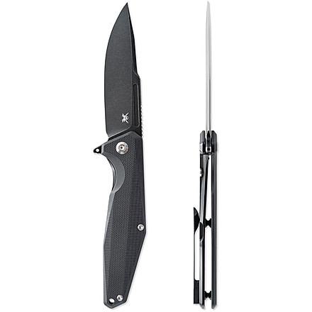 Skallywag Tactical Tactical Iron Jaw Folding Knife, 3.4in, D2, Straight Back, G10/Titanium, Black, Iron Jaw
