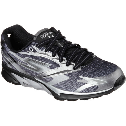 Skechers GoRun 4 Reflective Road Running Shoe - Womens-Black/Silver-Medium-10