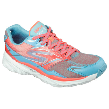 Skechers GOrun Ride 4 Excess Road Running Shoe - Womens-Blue/Coral-Medium-8 US