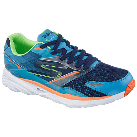 Skechers GOrun Ride 4 Road Running Shoe - Mens-Blue/Orange-Medium-10.5 US