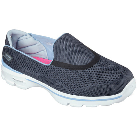 Skechers GoWalk 3 Strike Casual Shoe - Women's-Charcoal/Blue-Medium-6