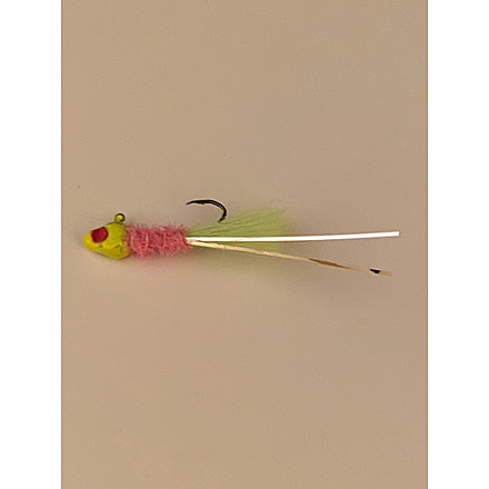 Slaters Jigs Light-nin Flash Jig Number 4 Sickle Hk-1/32 Oz. Chartreuse Head / Pink Flash Body / Chartreuse Tail w/Streamers 12/CD, LF878T-32-12