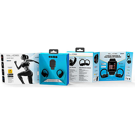 Slide Innovations 650 Fitness Combo Blue Tooth Earbds &amp; Fitness Tracker, Black, SLI-SCMB650