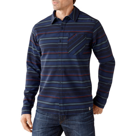 Smartwool Akalii Striped Flannel - Men's-Deep Navy-Large