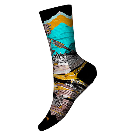 Smartwool Bike Zero Cushion Wolf Print Crew Socks, Multi Color, Medium, SW0019681501-M