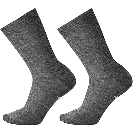 Smartwool Cable II Crew Sock, 2 Pack - Womens, Medium Gray, Large, SW000670052-MEDIUM GRAYL