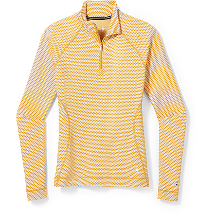 Smartwool Classic Thermal Merino Base Layer Pattern 1/4 Zip - Womens, K79 Honey Gold Dot, Medium, SW016375K79M