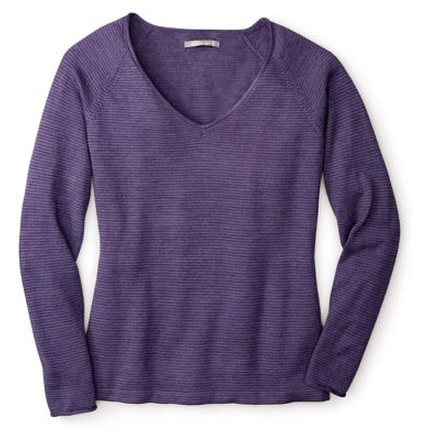 Smartwool Granite Falls Micro Stripe V-Neck Sweater - Womens, Mountain Purple Heather, Extra Small, SW000126592XS