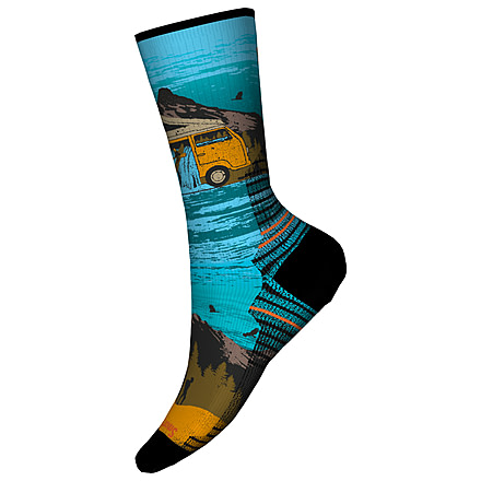 Smartwool Hike Light Cushion Great Excursion Print Crew Socks, Multi Color, Large, SW0019871501-L