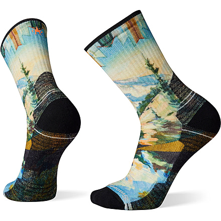 Smartwool Hike Light Cushion Mountain Print Crew Socks - Mens, G61 Mist Blue, Extra Large, SW001617G61XL