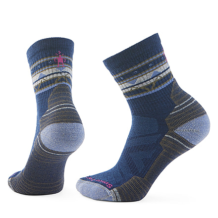 Smartwool Hike Light Cushion Zig Zag Valley Mid Crew Socks - Womens, Alpine Blue, Small, SW001580B25100S000