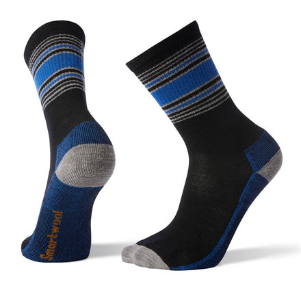Smartwool Hike Striped Light Crew Socks, Black, Large, SW001391001-L