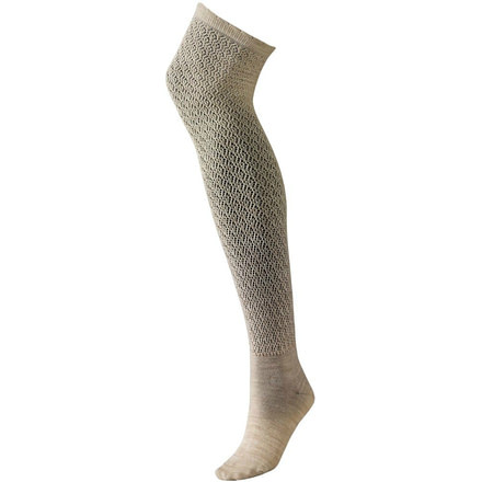 Lacy Top Over The Knee Casual Sock - Womens-Natural-Large
