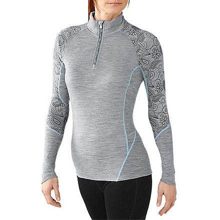Smartwool Lightweight Pattern Zip Tee - Women's-Silver Grey Heather-Large
