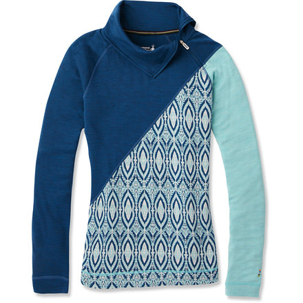 Smartwool Merino 250 Asym Top - Womens, Nile Blue Medallion, Small, SW015109C17-S