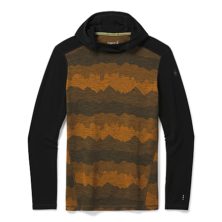 Smartwool Merino 250 Baselayer Hoodie - Mens, Military Olive Mountain Scape/Black, Medium, SW016359E81-M