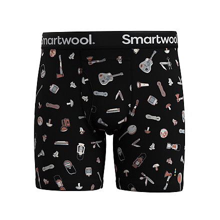 Smartwool Merino Print Boxer Brief Boxed - Mens, Black Gone Camping, 2XL, SW017005N541XXL000