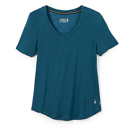 Smartwool Merino Sport 120 V-Neck Short Sleeve - Womens, Twilight Blue, Extra Small, SW016539G74XS