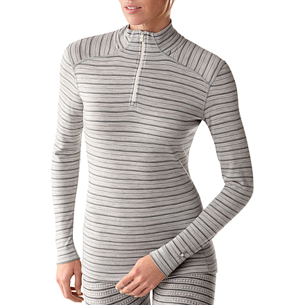 Smartwool Midweight Pattern Zip T - Women's-Silver Grey Heather-Medium-Clearance