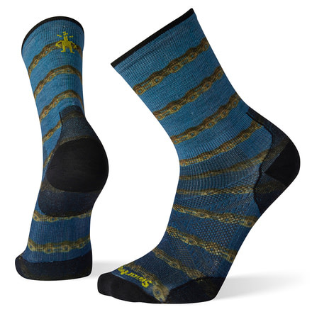 Smartwool PhD Cycle Ultra Light Chains Print Crew Socks - Mens, Black, Extra Large, SW001262001-XL