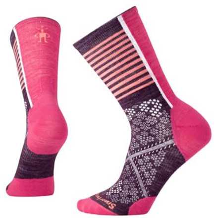 Smartwool PhD Cycle Ultra Light Pattern Crew Sock - Women's, Bordeaux, Small SW000763590-S