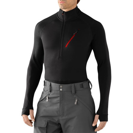 Smartwool PhD HyFi Divide Half Zip - Men's-Black-Large