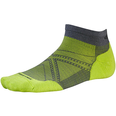 Smartwool PhD Run Light Elite Low Cut Sock - Mens-Graphite/Smartwool Green-X-Large