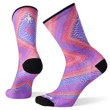 Smartwool PhD Run Ultra Light Print Crew Socks - Womens, Meadow Mauve, Large, SW001235A22-L