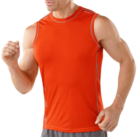 Smartwool PhD Ultra Light Sleeveless Top - Mens-Bright Orange-Small