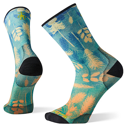 Smartwool PhD Ultra Light Sun Botanical Print Crew Socks, Multi Color, Large, SW004092150-L