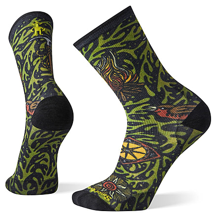 Smartwool PhD Ultra Light Vine Pattern Print Crew Socks, Multi Color, Large, SW004096150-L