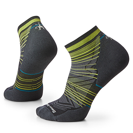 Smartwool Run Targeted Cushion Pattern Ankle Socks, Black, Large, SW0016620011-001 BLACK-L