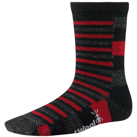 Smartwool Split Stripe Crew Sock - Boy's-Black-Large