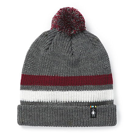Smartwool Stripe Pom Beanie - Kids, Medium Gray, Large/Extra Large, SW018077052-LXL